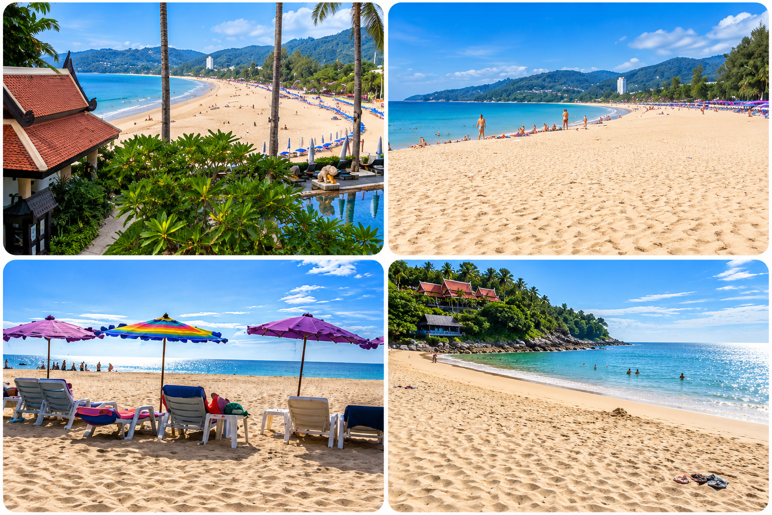 Karon Beach på Phuket med strand, hav och palmer